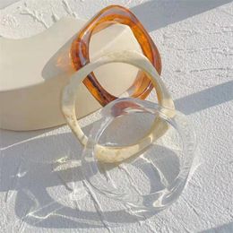 Bangle Acrylic Amber Simple Girls Jewelry Gift Party Wide Bracelet Square Round Korean Style Women