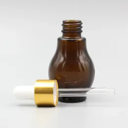 Storage Bottles 20ml Amber Glass Dropper Bottle With Gold Collar Portable Eye Esstenial Oil