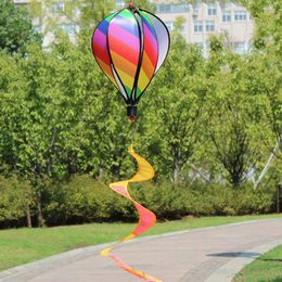 Garden Decorations Outdoor Wind Spinner Summer Air Balloon Strips Sequin Solid Colour Windmill Rotating Colourful Decoration 2pcs