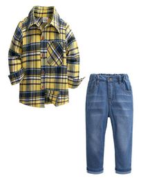 2PCS Suits Kids Boys Clothes Sets Cotton Child Plaid Shirt Jeans Spring Autumn Children Boys Sets Toddler Clothing277R6408392