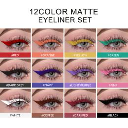 QIBEST Coloured Eyeliner Set Waterproof Eyeliner Pencil Long Lasting Matte Eye Liner Makeup Cosmetic Beauty Colourful Liner Eyes