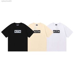 23 Summer Niche Meichao High Street Kith Solid Colour Printed Mens and Womens Pure Cotton Short Sleeved Loose T-shirt