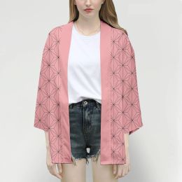 Cosplay Kimetsu No Yaiba Tanjirou Nezuko Kimono Haori Yukata Coat Cloak Summer Casual Anime Streetwear Top