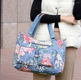 Shoulder Bags 2024 Women Travel Bag Colourful Flowers Large Capacity Hand Luggage Handbag Canvas Mummy Shopping