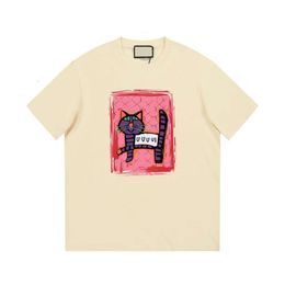 2023 Summer Luxury Cat Pattern Short Sleeved T-shirt for Men and Women