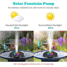 Floating Solar Bird Bath Water Fountain Lights Garden Waterfall Fountain Pond Solar Panel Powered Water Pump Garden Decoration