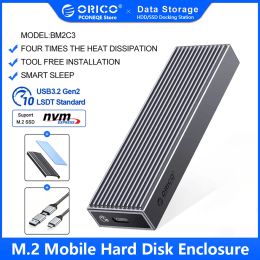 ORICO M.2 NVMe External Hard Drive USB3.2 Interface Type-c Desktop Computer SSD Solid State With Built-in Cooling nvme enclosure