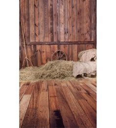 Vintage Brown Wood Floor Wall Rustic Backdrop Straw Barn Digital Backgrounds for Po Child Kids Pography Backdrops8308566