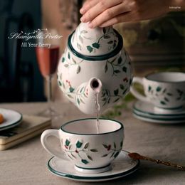 Cups Saucers European Style Tea Sets Embossed Berry Tree Pattern Coffee Set And Pot Creative Design