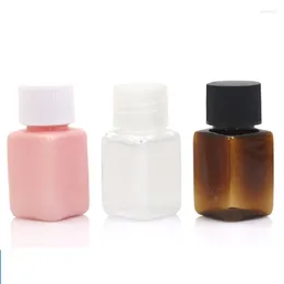 Storage Bottles 10ML Small Empty Square Cosmetic Refillable Bottle Screw Cap Brown Pink Clear Mini Travel Plastic Toner Lotion Sample