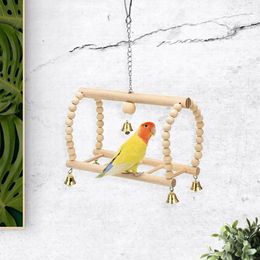 Other Bird Supplies Parrots Wooden Ladder Double Layer Pet Hanging Bridge Climbing Swing For