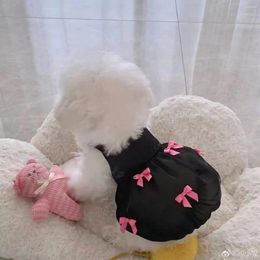 Dog Apparel Summer Dress Bowknot Princess Pet Clothing Cute Tulle Black Skirt Mascotas Sweet Clothes Teddy Chihuahua