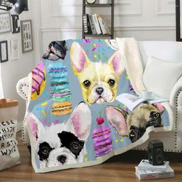 Blankets Watercolour Dogs Throw Blanket Donuts Sherpa For Kids Fluffy Cartoon Soft Bedspreads Colourful