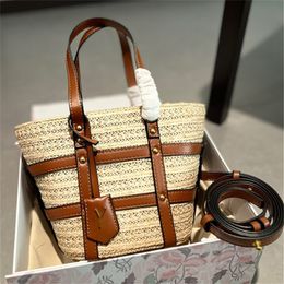 Woman Straw Bucket Shoulder Bags designer bag handbag mini crochet crossbody bags luxury handbags travel totes Letters TOP