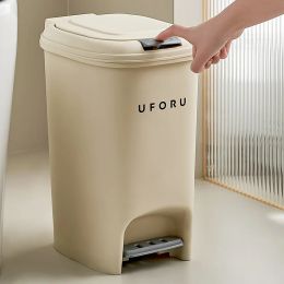 Kitchen Trash Can Home High Aesthetic Living Room Bathroom Large Capacity with Lid Foot Pedal Waterproof Household Trash Can
