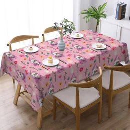 Table Cloth Pink Easter Day Rectangular Tablecloth Print Cover For Home Party Dining Room Modern Protection