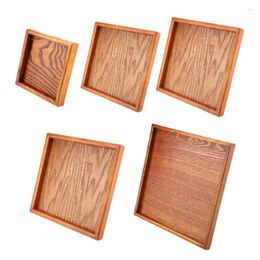 Plates Wooden Tea Tray Rectangle Shape Brown Wood Coffee Snack Meal Serving Plate Fruit Dishes Dessert Dinner