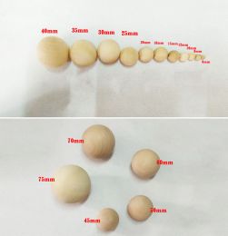 Solid Natural Colour Ball Dia 6/8/10/12/15/20/25/30/35-90mm No Hole Round Wooden Beads Manual DIY Ball Jewellery Carving Beads