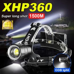 Newest XHP360 LED Headlight Super High Power Headlamp Rechargeable Powerful Led Head Flashlight Strong Light Lighting Floodligh