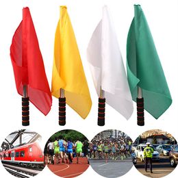 10:2435x31cm Soccer Referee Flags Red Green Yellow White Football Linesman Flags Sports Game Referee Equipment Durable Sporting