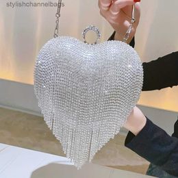 Other Bags Womens Sleepwear Rhinestone Heart Shape Evening Bag Tassel Wedding Party Handbag Top Ring Clutch Purse For Party