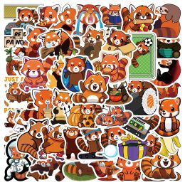 50pcs Cute Anime Red Panda Stickers Waterproof Vinyl Kids Toy Decals For Water Bottles Skateboard Phone Luggage Cars Stickers