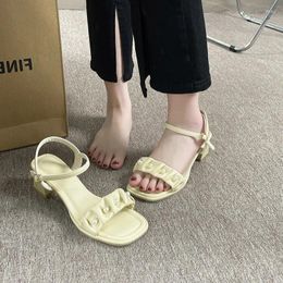 Dress Shoes Soft Leather Open Toe Sandals For Women In 2024 French Fairy Style Niche Thick Heel Fashionable Women's