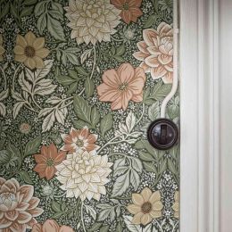 Dahlia Garden Wallpaper, Flora Wallpaper with Large flowers, Scandinavian country style Wallpaper