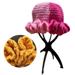 2024 New Handmade Knit Bucket Hat for Woman Weaving Floppy Ruffled Brim Bucket Hat Adult Teens Winter Cycling Fisherman Hat