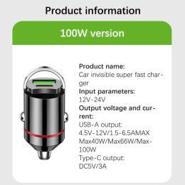 100W Mini Dual Ports USB Car Charger Lighter Fast Charging Car Phone Charger Adapter For IPhone 13 12 Xiaomi Huawei Samsung