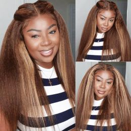 Highlight Kinky Straight Bundles Human Hair P4/27 Ombre Brown Blonde Bundles Braiding Hair 30 Inch Human Hair Weaving Bundles