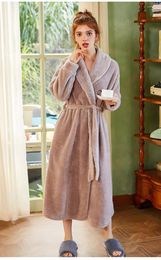 Home Clothing 2024 Pyjamas Women Autumn Winter Coral Down Lengthen Woman Thickening Flannel Dressing Gown Easy Pyjamas Pijama Lingerie