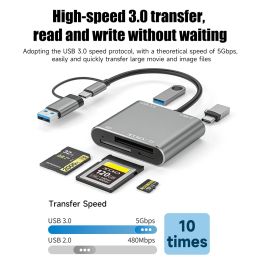 USB 3.0 Memory Card Reader 5 in1 USB USB-C to TF SD XQD Card Reader Adapter for iPhone 15 Pro/Max MacBook Pro/Air 2023