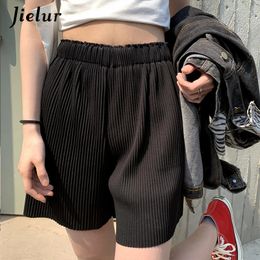 Pleated High Waist Shorts Women WideLeg Loose Casual Chic Short Female Korean Style Green Blue Womens SL 240409