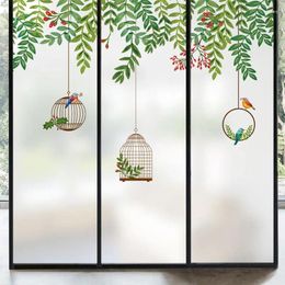 Window Stickers Nordic Green Plants Privacy Film Stained Glass Sticker Transparent Opaque Coverings For Room Decor