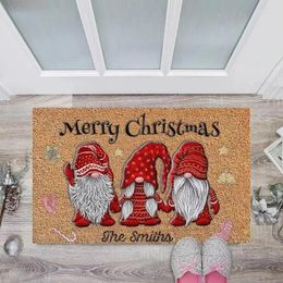 Carpets Christmas Decorative Door Mat Snowman Santa Claus Bedroom Corridor Kitchen Carpet Decoration Non Slip Crystal Velvet