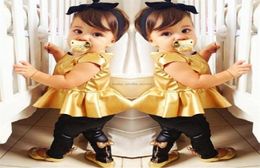 Gold Girls Clothes Sets Baby Girl Clothing TShirts Leggings Fashion Children Dress Trousers Suit Summer Black Roupas 2203285007852