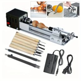 Mini Lathe Machine Tool, 12-24V Woodworking DIY Wood Lathe Milling Machine - Grinding Polishing Beads Drill Rotary Tool Set