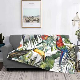 Blankets Tropical Jungle Throw Blanket Palm Trees Toucan And Bird Decorative Soft Warm Cosy Flannel Plush For Baby Toddler