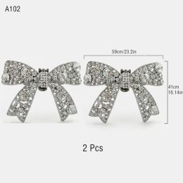 2Pcs Butterfly shaped Rhinestone Shoe Buckles For High Heels Decoration, Detachable Metal Crystal Shoe DIY Accessories