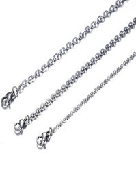 100pcs Lot Fashion Women039s Whole in Bulk Silver Stainless Steel Welding Strong Thin Rolo O Link Necklace Chain 2mm 3mm w3037598