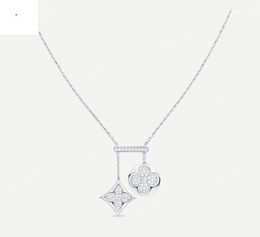 Luxurious 10 Diamond Four Leaf Clover Pendant Necklace Set with Diamonds 925 Silver Chain 18kPlated Rose Gold Classic Elegant Necklace Engagement JewelryWith box