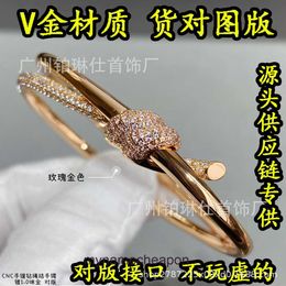 High grade designer for Tifancy New CNC Light Gold Rope Knot Bracelet Knot Bracelet Light Luxury Small and Exquisite Premum Sense V Gold Plated 18K Female Original 1:1