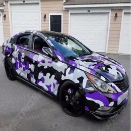 2018 Purple urban night Digital Tiger Camo Vinyl Car Wrap With air bubble Arctic Camouflage Graphics Car Sticker 152x30m 5x7472420