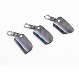 1pc Genuine Leather Carbon Fiber car key bag for E38 E39 E46 E53 E60 E61 E64 E70 E71 E85 E87 E90 E83 F01 F10 F20 F21 F30 F352105665