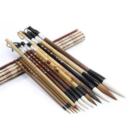 6/9/12/16Pcs Chinese Calligraphy Brushes Set with Roll-up Bamboo Brush Holder Sumi Painting Writing Kanji Art Watercolour Brush