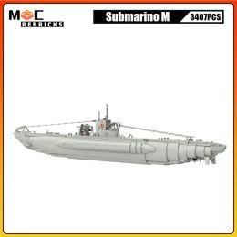 WW2 Military Submarine 3407 parts MOC Building Block Naval Combat Ship Weapons Brick Toys DIY Warship Boats Model Children Gifts