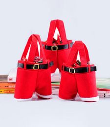 Christmas Decorations Gift Bags Santa Pants Style Candy Bags Christmas Presents Basket Candy Tote Bags For Festive Party Home Deco6590886