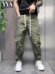 Men's Pants Multi Pockets Cargo Men Elastic Waist Casual Long Trousers Spring Harem Safari Style Loose Fit Joggers Colours