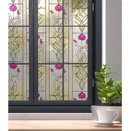 Window Stickers 30 200 Cm Decorative Film Stained Privacy Glass Adhesive Static Cling Cover Rose Iron Art